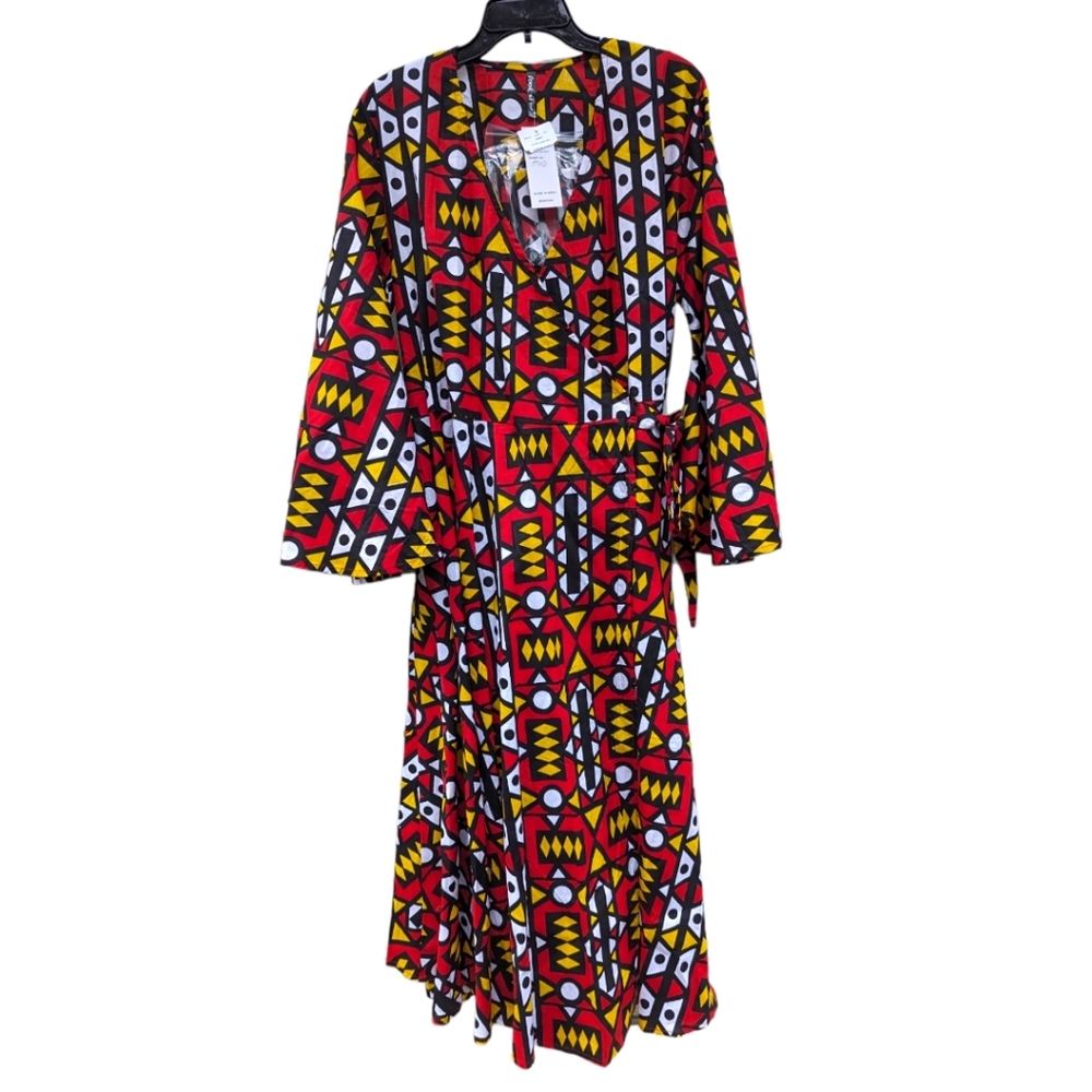 New Look At Me Upscale Heritage RD TRBL WRAP MAXI Geometric‎ Print Dress